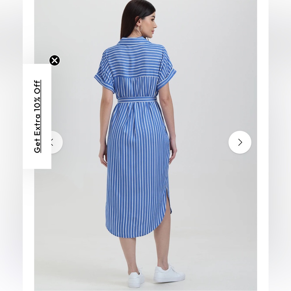 89th & Madison Blue Striped Midi Dress - Picture 2 of 8